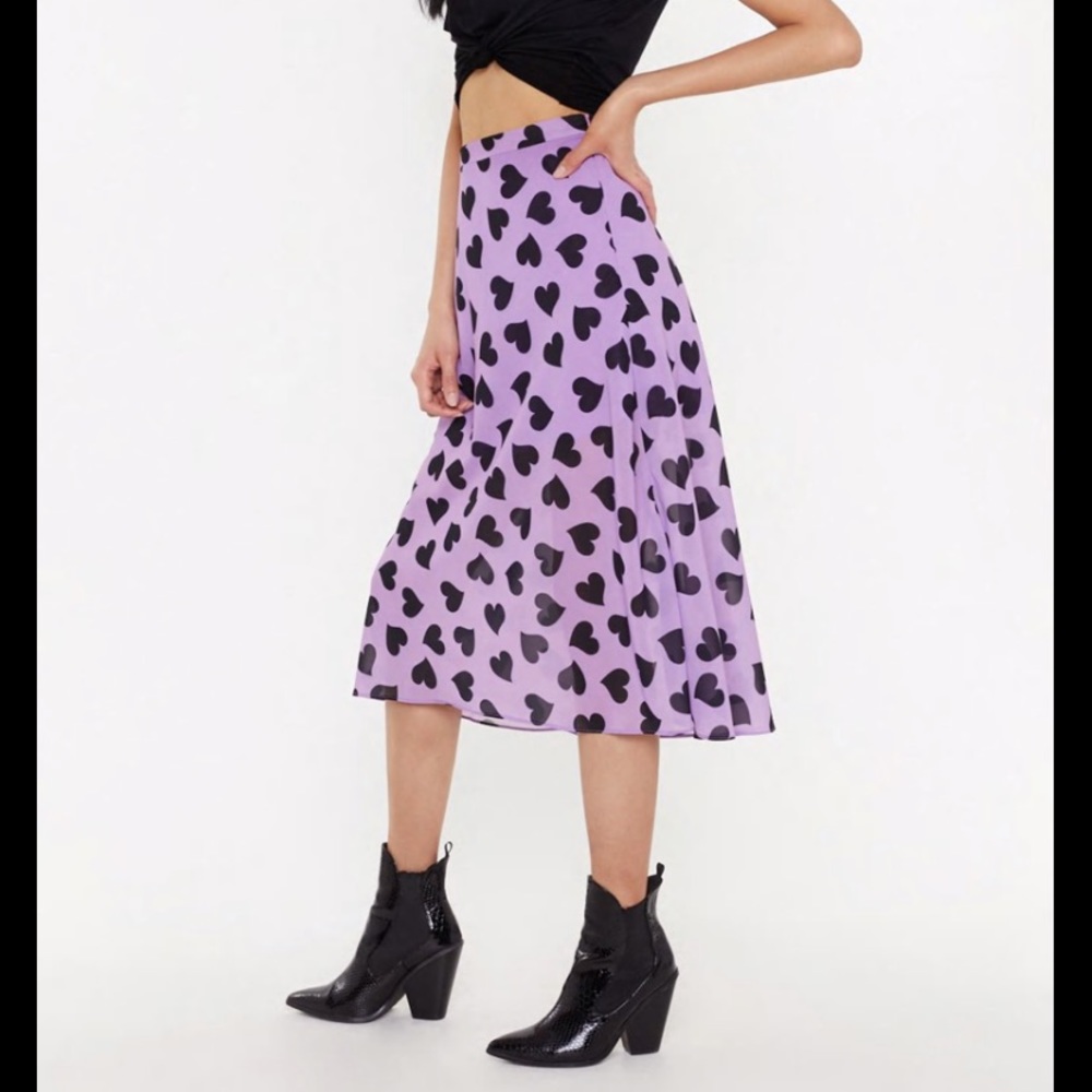 Nasty Gal heart print midi skirt